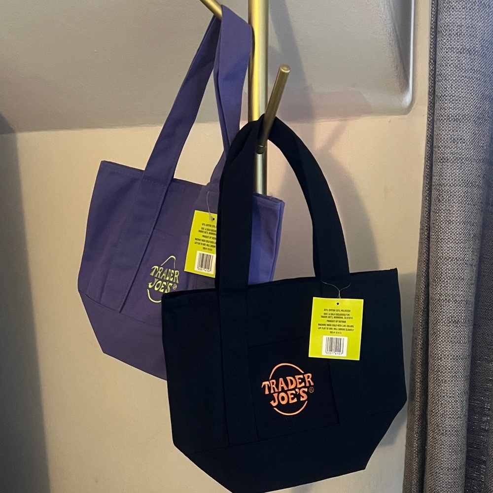 Trader Joe's Purple and Black Tote Bag Set